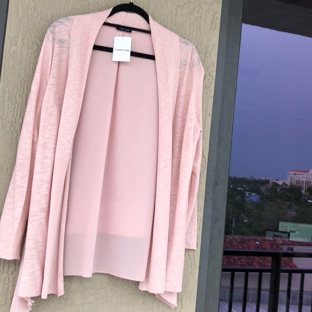 CHIFFON TRIM CARDIGAN Plus Size - Picture 2 of 7